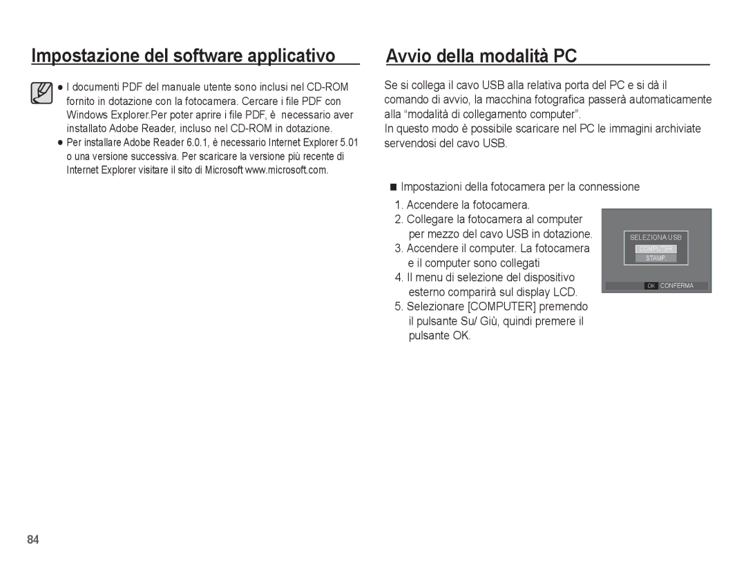 Samsung EC-S1070SBA/IT, EC-S1070BBA/IT, EC-S1070PBA/IT, EC-S1070WBA/IT manual Seleziona USB 