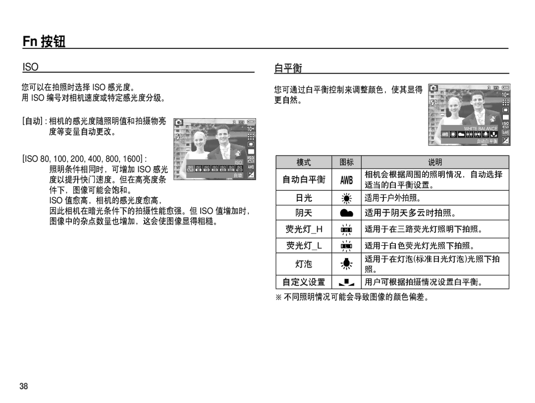 Samsung EC-S1070PDA/E3, EC-S1070SDA/E3, EC-S1070BDA/E3, EC-S1070BBA/E1 manual 白平衡 