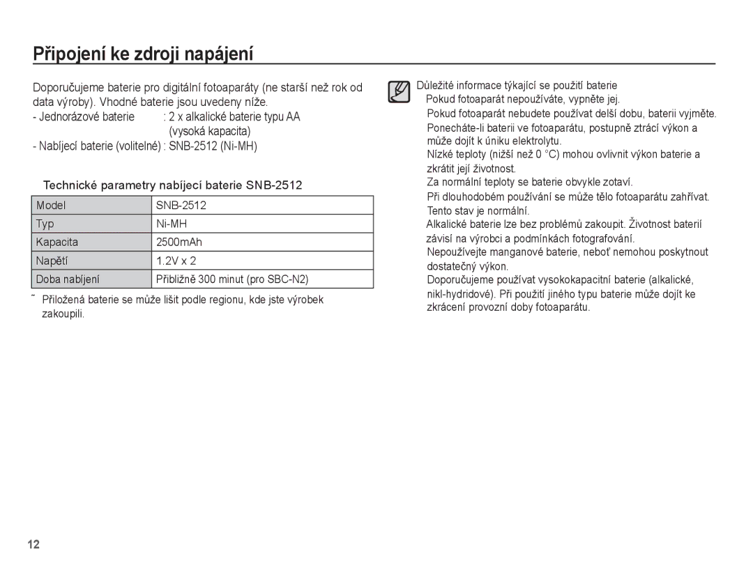 Samsung EC-S1070WDA/E3, EC-S1070SDA/E3, EC-S1070BDA/E3 manual PĜipojení ke zdroji napájení 