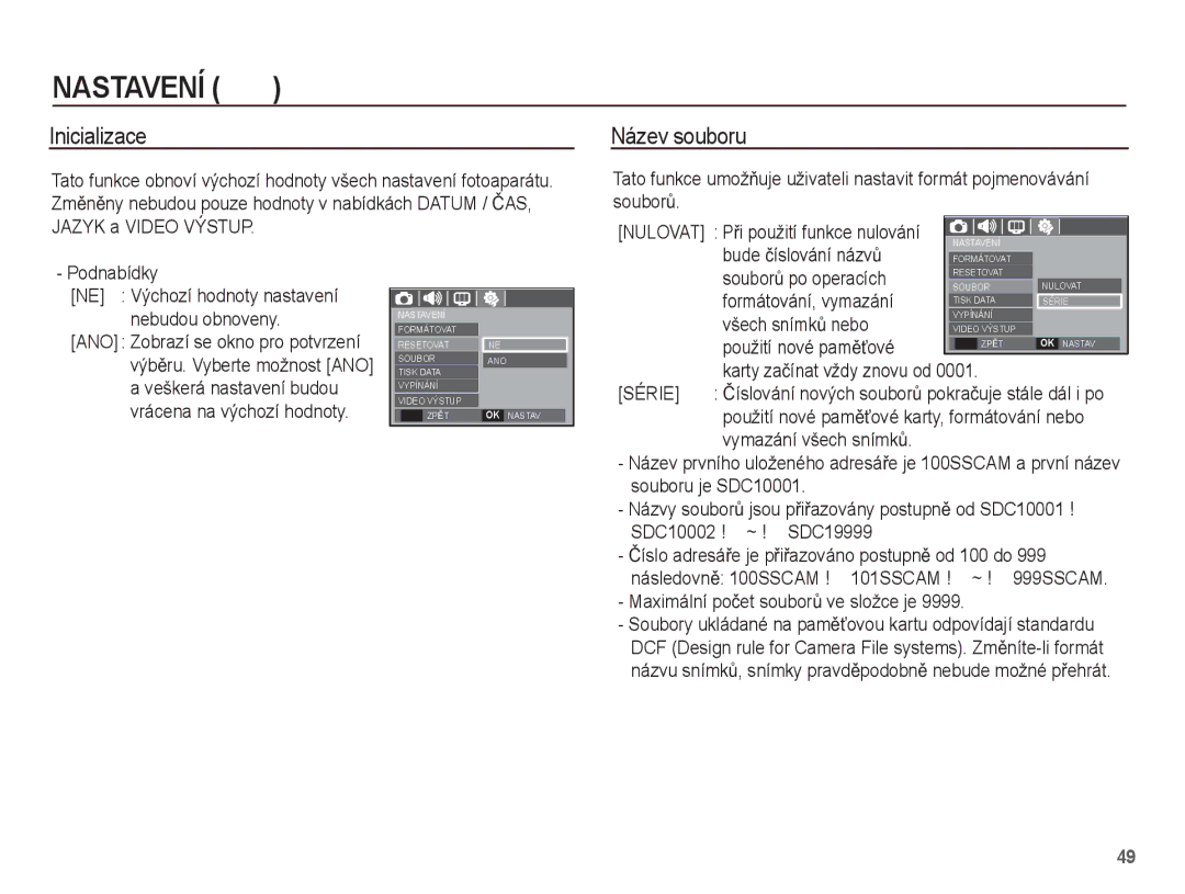 Samsung EC-S1070BDA/E3, EC-S1070SDA/E3, EC-S1070WDA/E3 manual Inicializace Název souboru, Série 