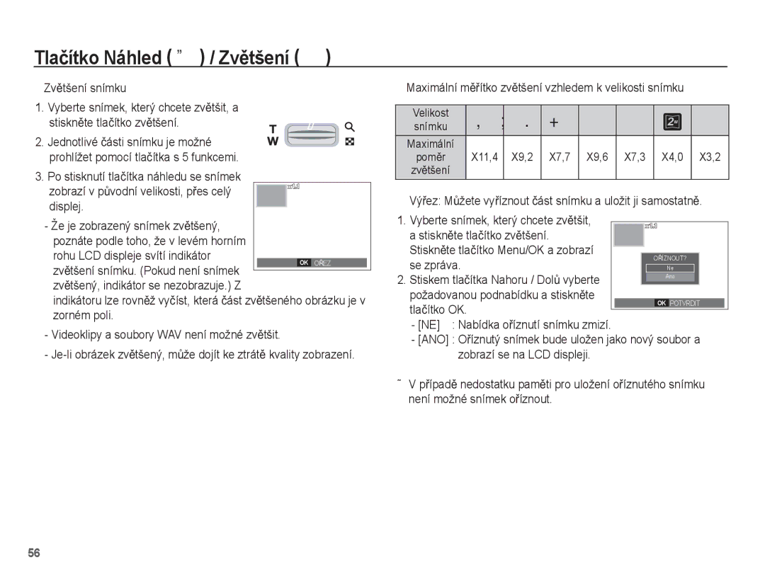 Samsung EC-S1070SDA/E3, EC-S1070WDA/E3, EC-S1070BDA/E3 manual Tlaþítko Náhled º / ZvČtšení í 