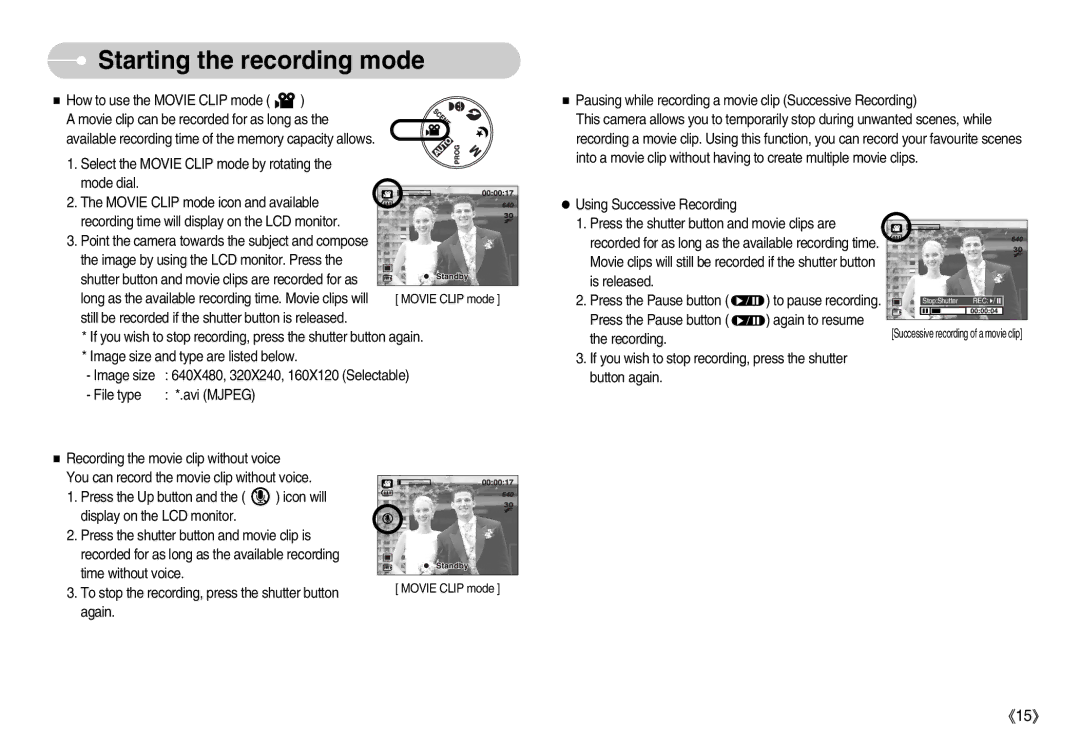 Samsung EC-S500ZBBC/E1, EC-S500ZBBA/FR, EC-S600ZSBB/FR, EC-S600ZBBB/FR manual To stop the recording, press the shutter button 