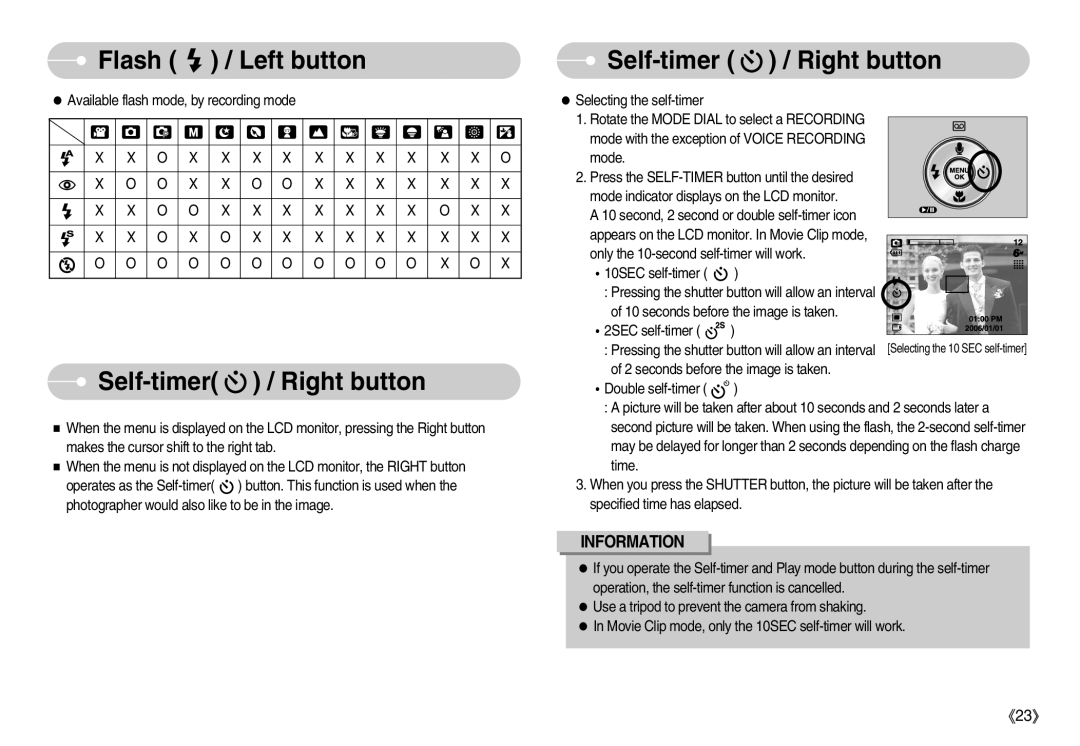 Samsung EC-S600ZSBA/DE, EC-S500ZBBA/FR, EC-S600ZSBB/FR, EC-S600ZBBB/FR, EC-S600ZBBA/DE, EC-S500ZSAB Self-timer / Right button 