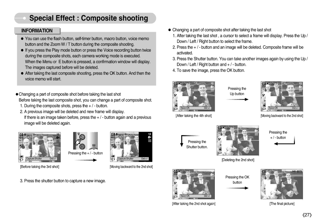 Samsung EC-S500ZSAB, EC-S500ZBBA/FR, EC-S600ZSBB/FR, EC-S600ZBBB/FR manual Press the shutter button to capture a new image 