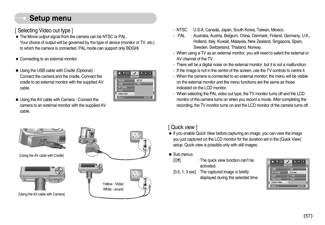 Samsung EC-S500ZSBA/E1, EC-S500ZBBA/FR, EC-S600ZSBB/FR, EC-S600ZBBB/FR, EC-S600ZBBA/DE manual Selecting Video out type, Ntsc 