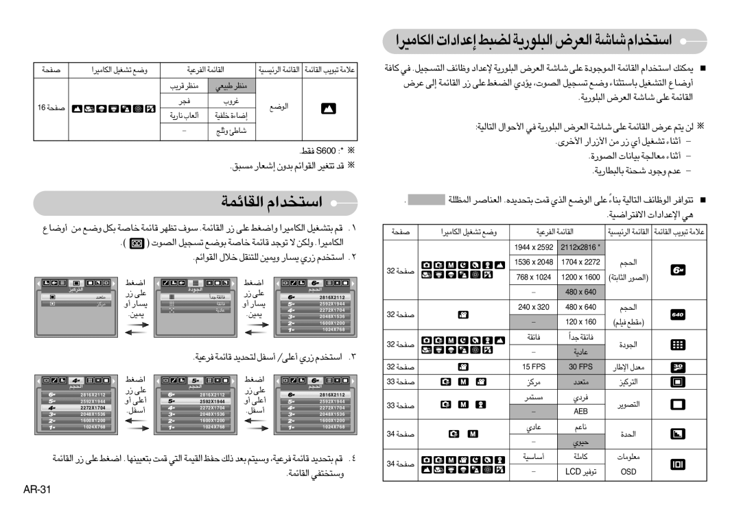 Samsung EC-S600ZBBA/IN, EC-S500ZBBA/FR, EC-S600ZSBB/FR «∞IUzLW «ß∑ªb«Â, «∞JU±Od«≈´b«œ«‹∞C∂j«∞∂Ku¸¥W«∞Fd÷UW«ß∑ªb«Â, AR-31 