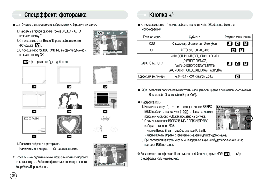 Samsung EC-S500ZSBE/US, EC-S500ZBBA/FR, EC-S600ZSBB/FR, EC-S600ZBBB/FR, EC-S600ZBBA/DE Торамка, Красный, G зеленый, B голубой 