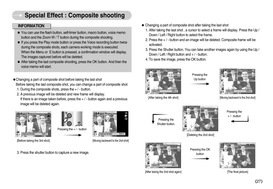 Samsung EC-S500ZSAB, EC-S500ZBBA/FR, EC-S600ZSBB/FR, EC-S600ZBBB/FR manual Special Effect Composite shooting, Information 