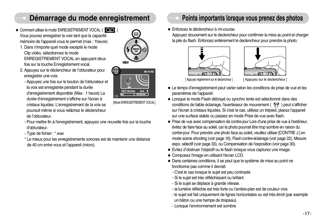 Samsung EC-S600ZBBA/DE, EC-S500ZBBA/FR, EC-S600ZSBB/FR, EC-S600ZBBB/FR manual Points importants lorsque vous prenez des photos 