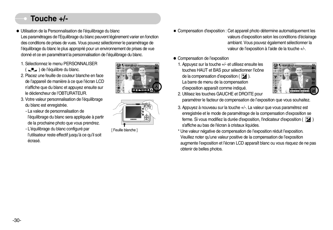 Samsung EC-S600ZSBB/FR, EC-S500ZBBA/FR, EC-S600ZBBB/FR, EC-S600ZBBA/DE, EC-S500ZSBA/FR, EC-S600ZSBA/E1 manual Feuille blanche 