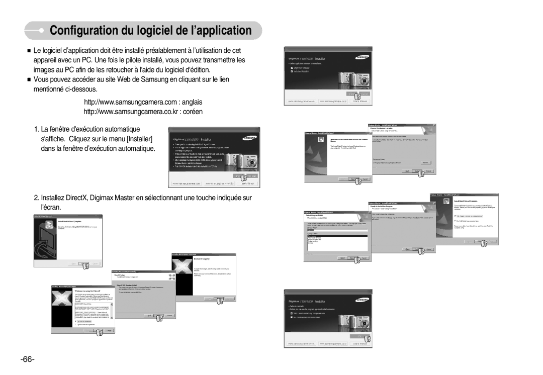 Samsung EC-S600ZBBA/FR, EC-S500ZBBA/FR, EC-S600ZSBB/FR, EC-S600ZBBB/FR manual Configuration du logiciel de l’application 