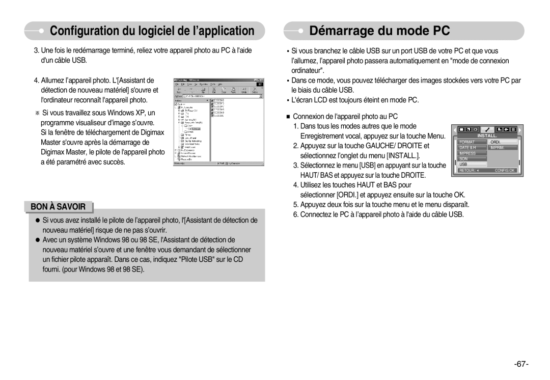 Samsung EC-S500ZSBD/FR, EC-S500ZBBA/FR, EC-S600ZSBB/FR, EC-S600ZBBB/FR, EC-S600ZBBA/DE, EC-S500ZSBA/FR Démarrage du mode PC 