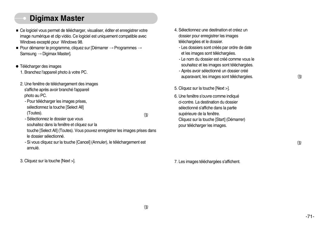 Samsung EC-S500ZBBB/FR, EC-S500ZBBA/FR, EC-S600ZSBB/FR, EC-S600ZBBB/FR, EC-S600ZBBA/DE, EC-S500ZSBA/FR manual Digimax Master 