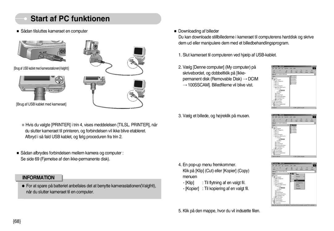 Samsung EC-S500ZPBA/E2, EC-S600ZBBA/DE manual Brug af USB kablet med kameraet 