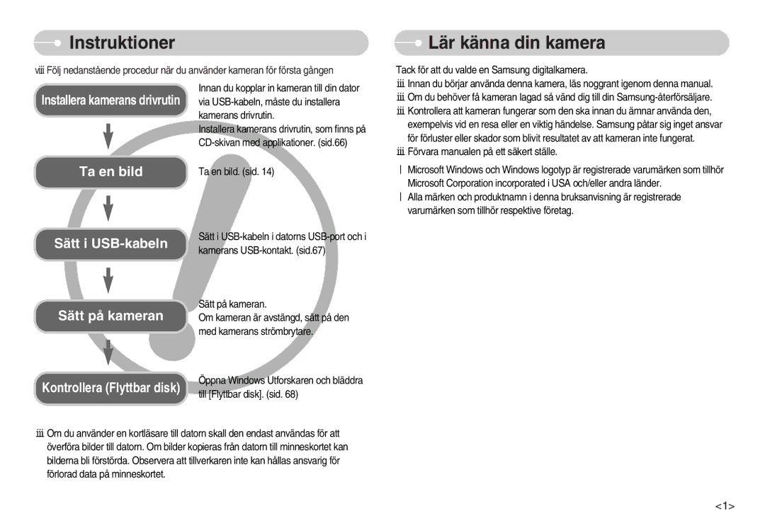 Samsung EC-S600ZBBA/DE, EC-S500ZPBA/E2 manual Instruktioner, Lär känna din kamera 