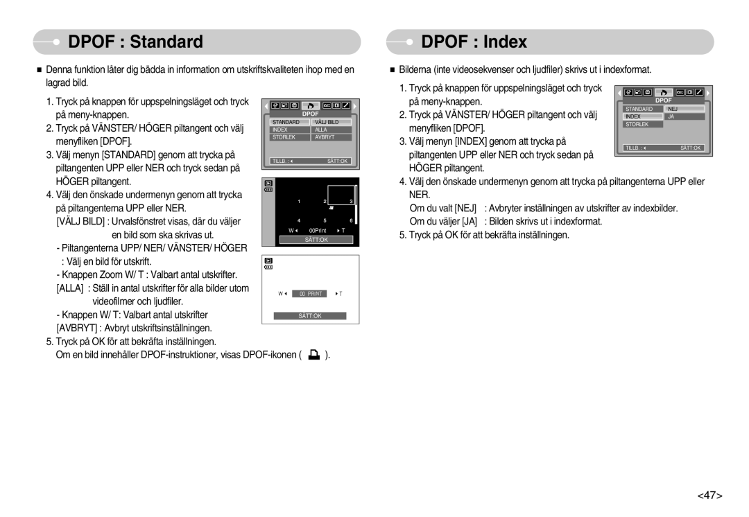 Samsung EC-S600ZBBA/DE, EC-S500ZPBA/E2 manual Dpof Standard, Dpof Index, Ner 