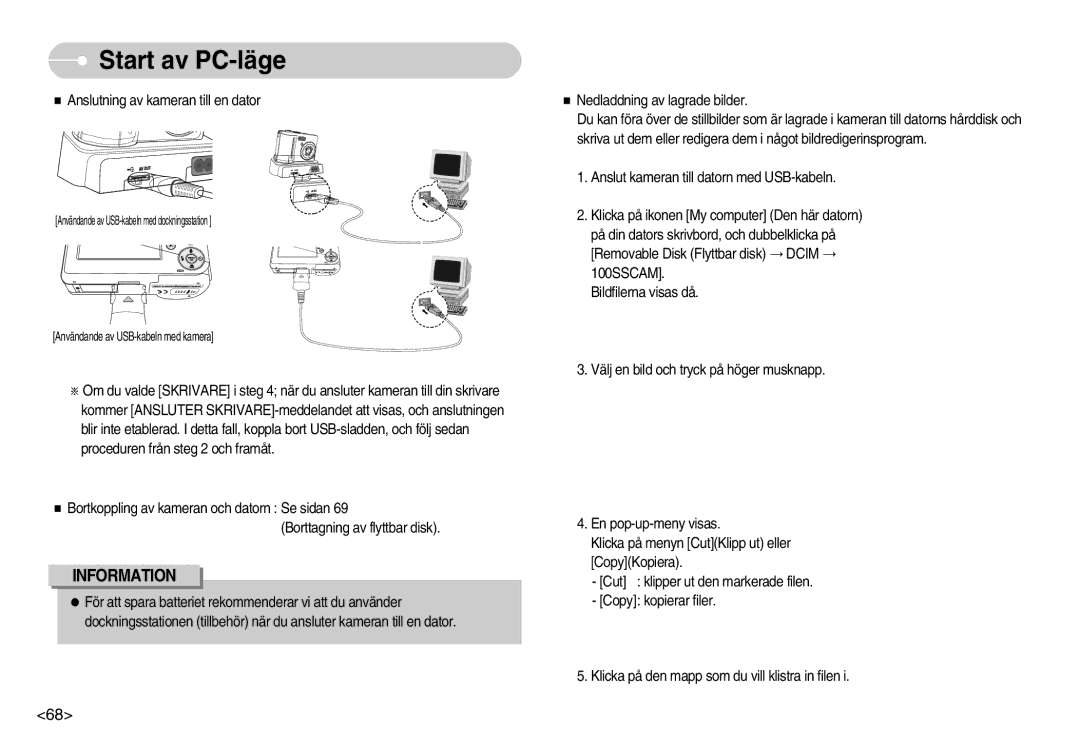 Samsung EC-S500ZPBA/E2, EC-S600ZBBA/DE manual Användande av USB-kabeln med kamera 