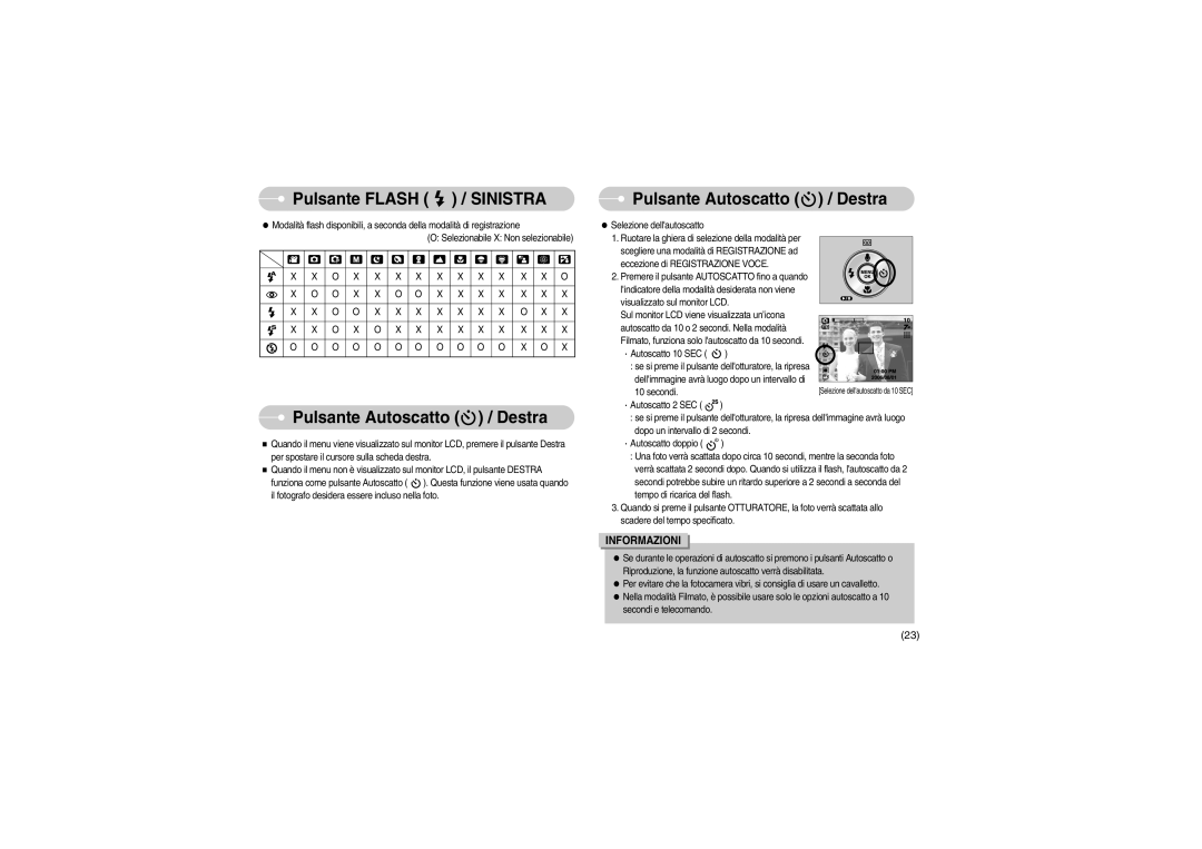 Samsung EC-S700ZBBB/E1, EC-S700ZBBA/E1 manual Pulsante Autoscatto / Destra 