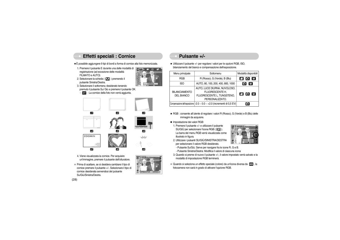 Samsung EC-S700ZBBA/E1, EC-S700ZBBB/E1 manual Effetti speciali Cornice, Pulsante + 