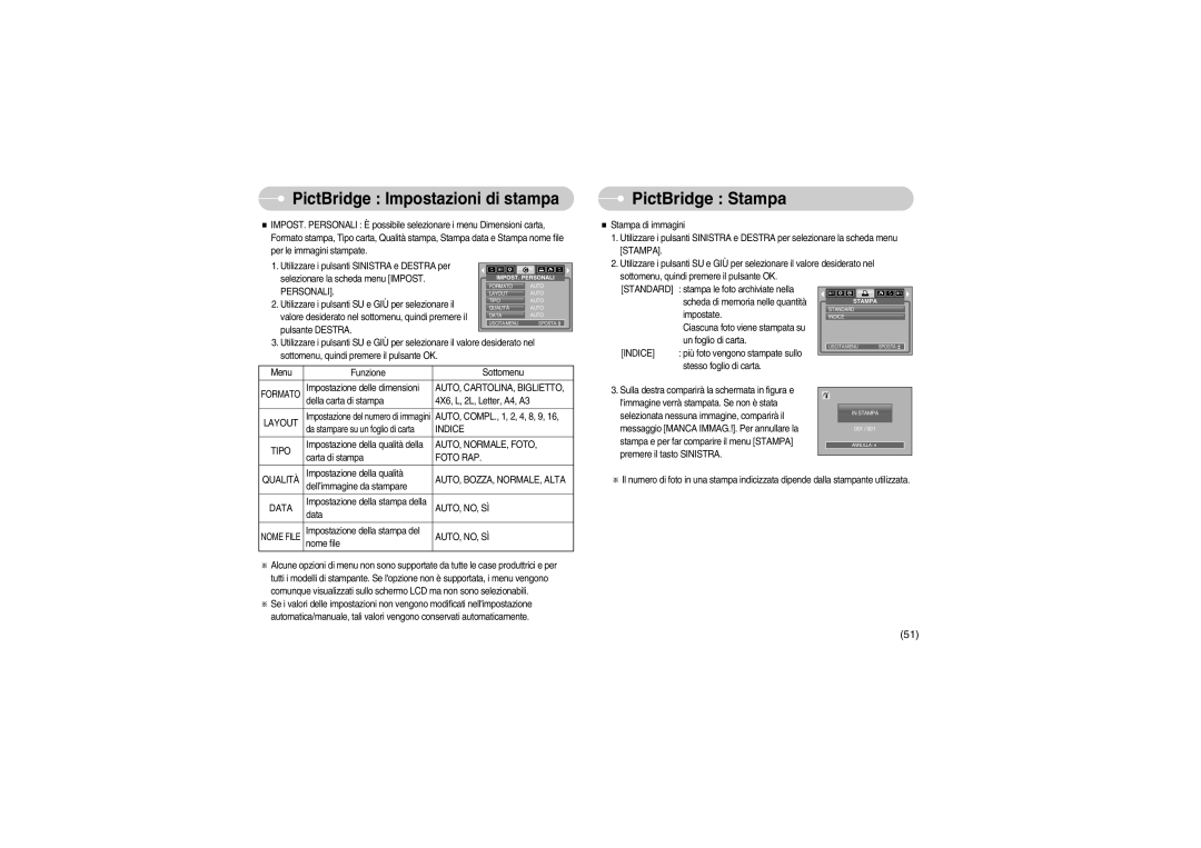 Samsung EC-S700ZBBB/E1, EC-S700ZBBA/E1 manual PictBridge Stampa 