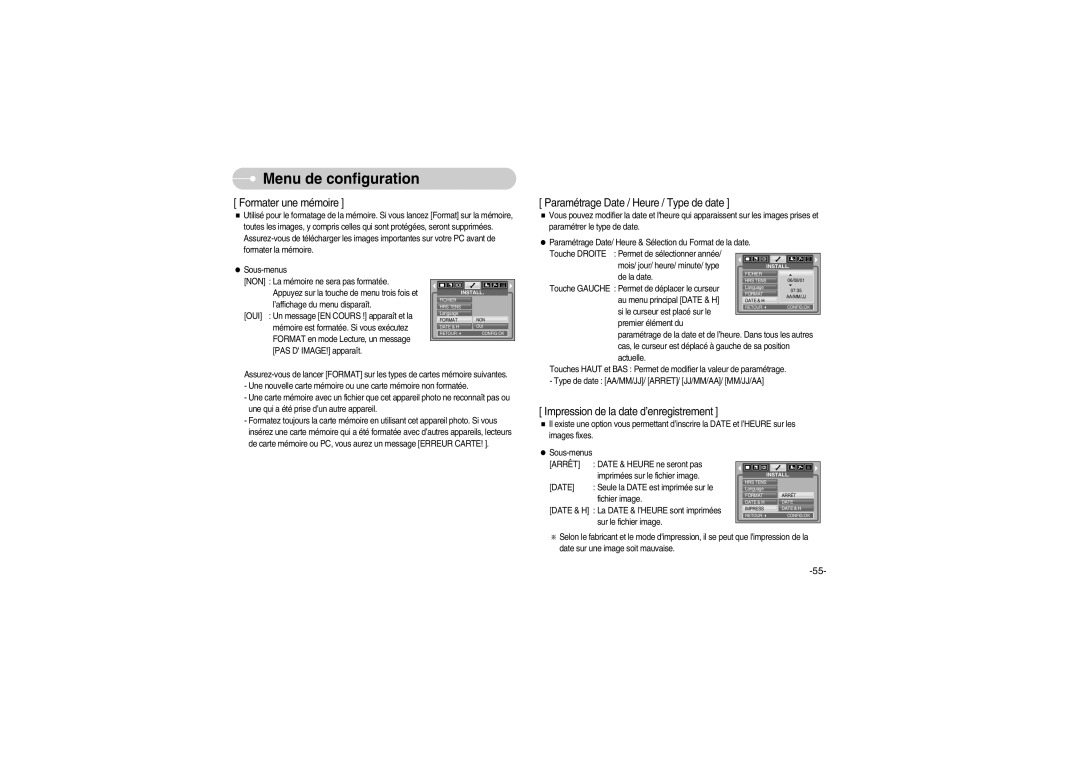 Samsung EC-S700ZBBB/FR, EC-S700ZBBC/FR, EC-S700ZSBB/FR, EC-S700ZSBA/FR, EC-S700ZSBB/E1, EC-S700ZBBD/FR Formater une mémoire 