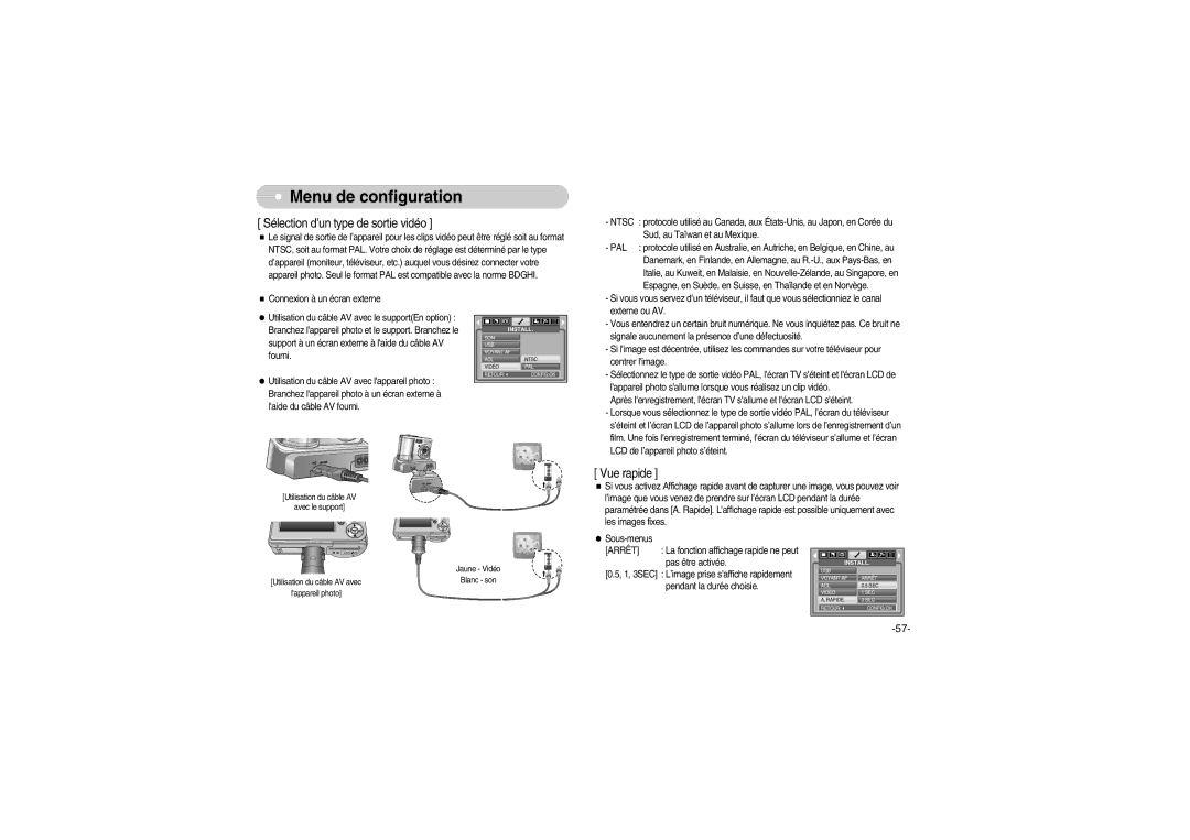 Samsung EC-S700ZSBB/FR, EC-S700ZBBB/FR, EC-S700ZBBC/FR, EC-S700ZSBA/FR, EC-S700ZSBB/E1 Sélection d’un type de sortie vidéo 