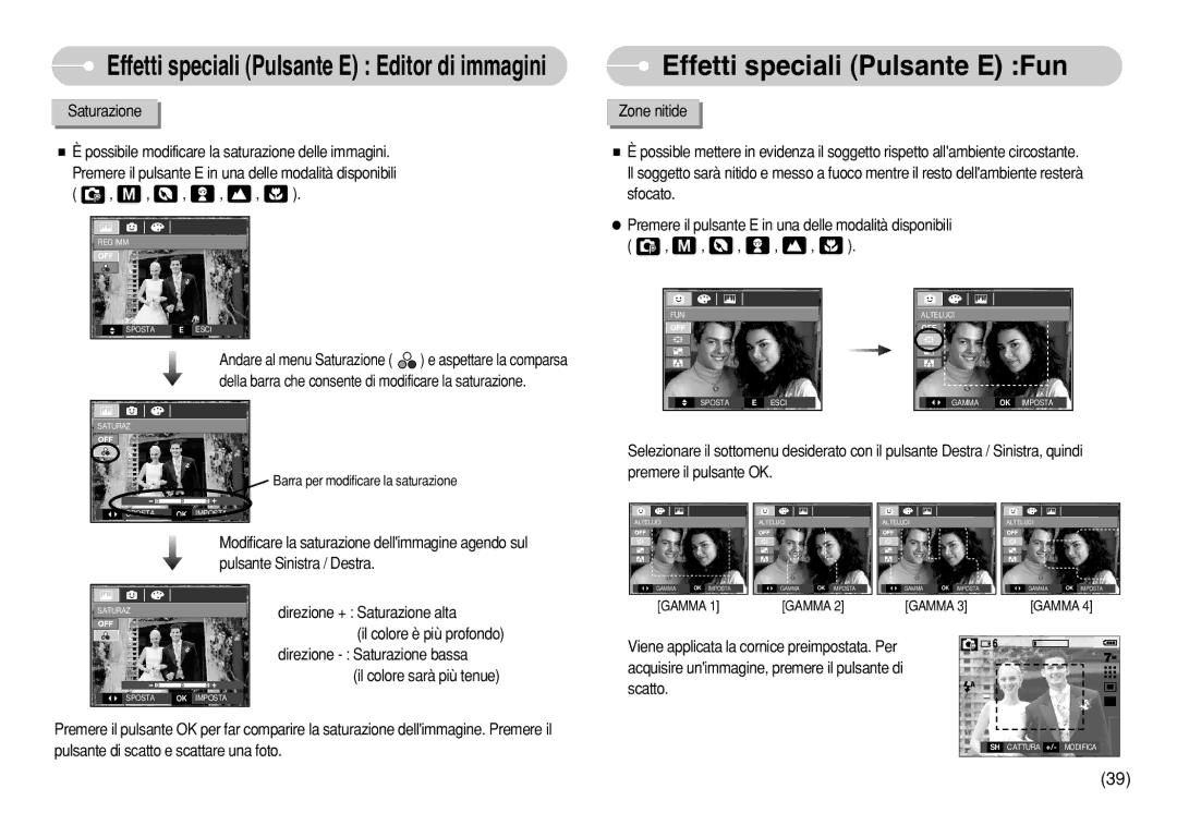 Samsung EC-S630ZSBC/IT, EC-S750ZBDA/E3, EC-S730ZBDA/DE, EC-S630ZPBB/E2, EC-S750ZSDA/E3 manual Effetti speciali Pulsante E Fun 