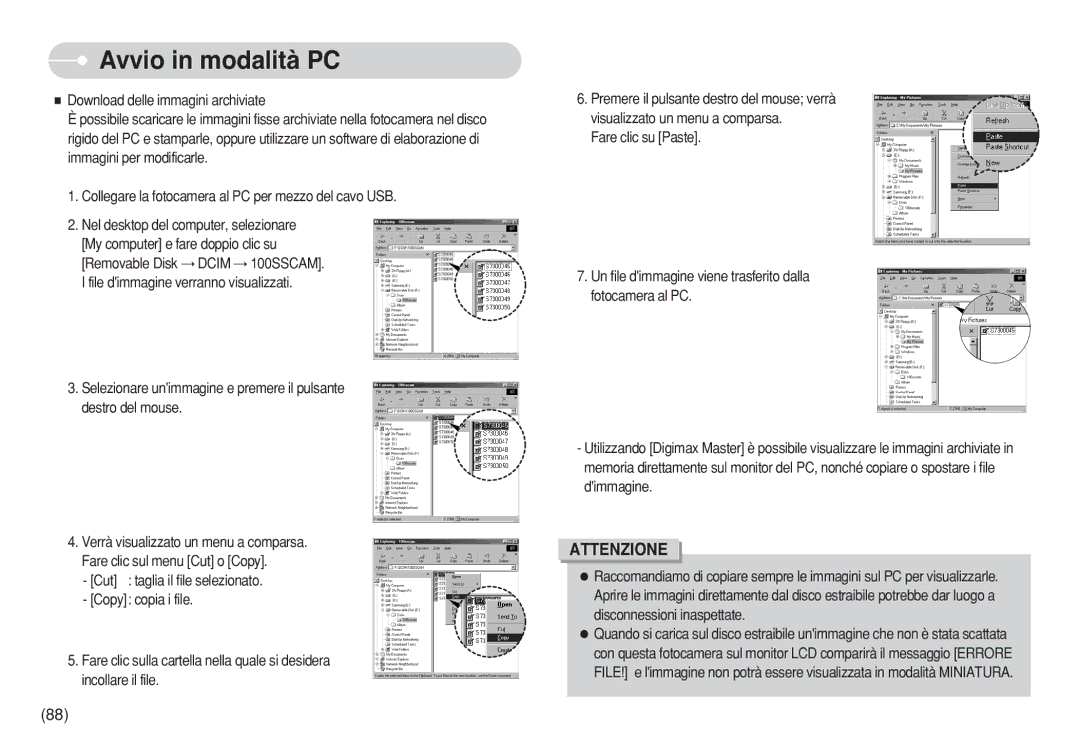 Samsung EC-S730ZRBB/E1, STW-S630S Download delle immagini archiviate, Collegare la fotocamera al PC per mezzo del cavo USB 