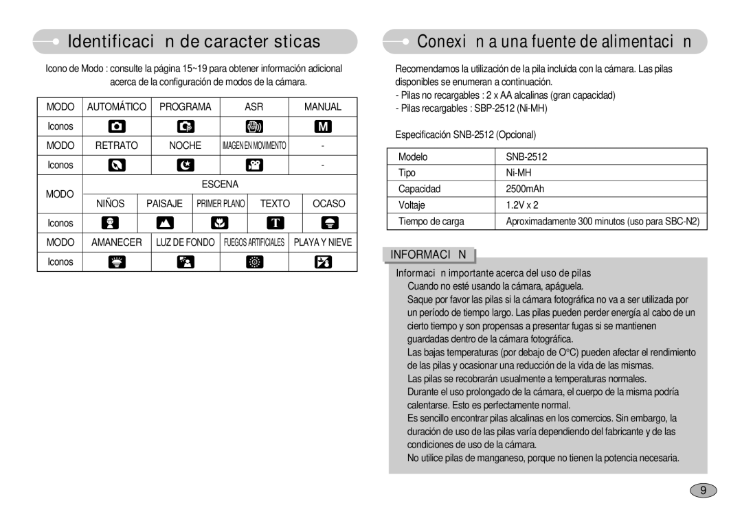 Samsung EC-S730ZBBA/E1, EC-S750ZRBB/E1 manual Conexión a una fuente de alimentación, Modo, Niños Paisaje, Texto Ocaso 