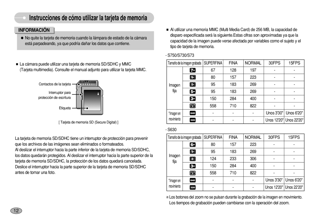 Samsung EC-S730ZSDA/DE, EC-S750ZRBB/E1, EC-S750ZBDA/E3, EC-S730ZBDA/DE, EC-S630ZRBB/E1 manual S750/S730/S73, Fina Normal 