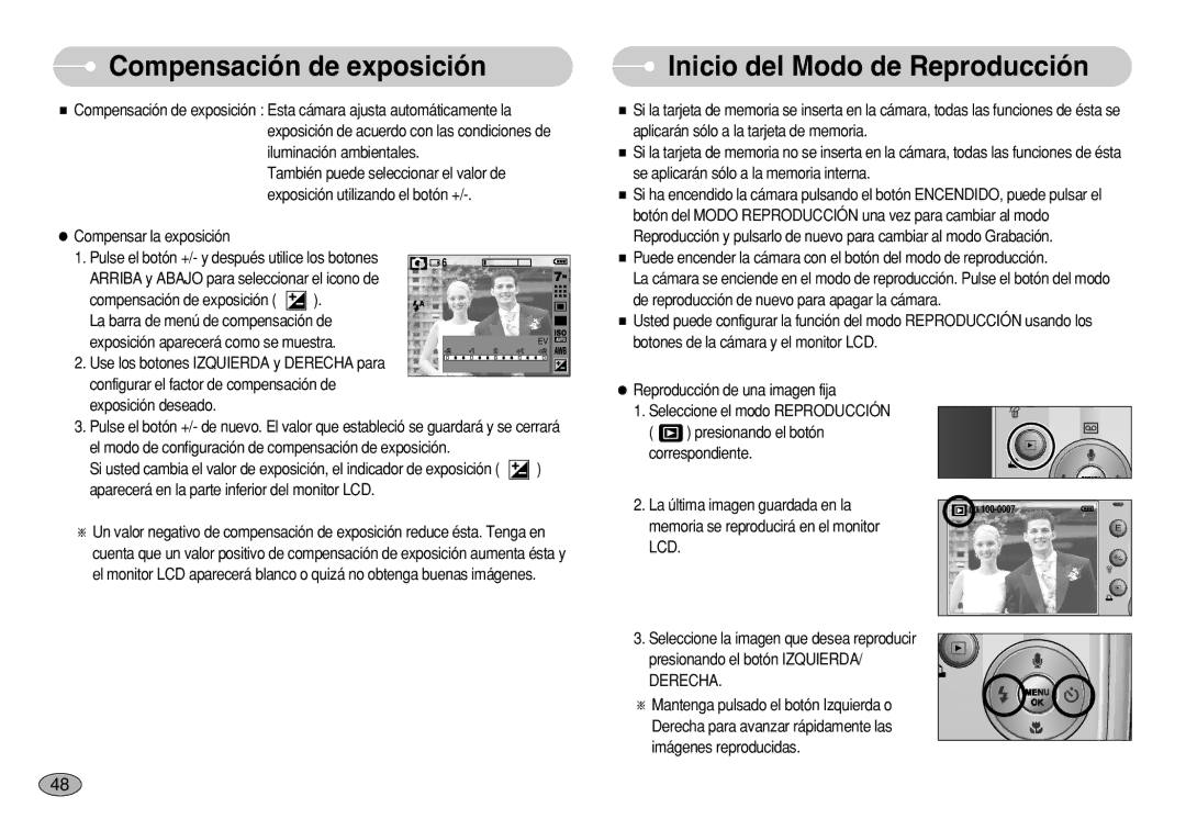 Samsung EC-S630ZBFA/AS manual Compensación de exposición, Inicio del Modo de Reproducción, Compensar la exposición 