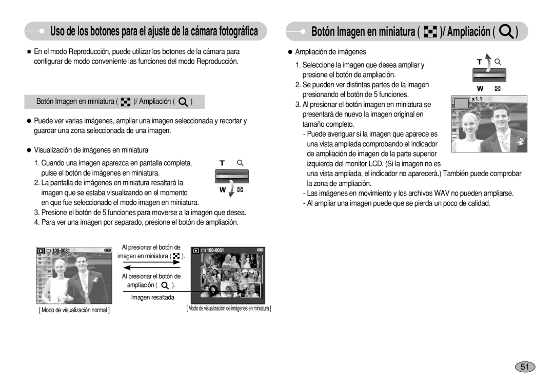 Samsung EC-S630ZEBB/E1 manual Ampliación de imágenes, Al ampliar una imagen puede que se pierda un poco de calidad 