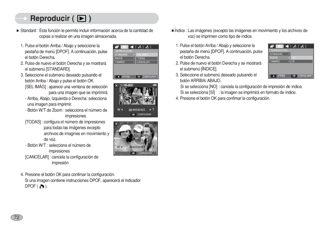 Samsung EC-S750ZSEA/E1 manual Botón W/T selecciona el número de Impresiones, Cancelar cancela la configuración de impresión 