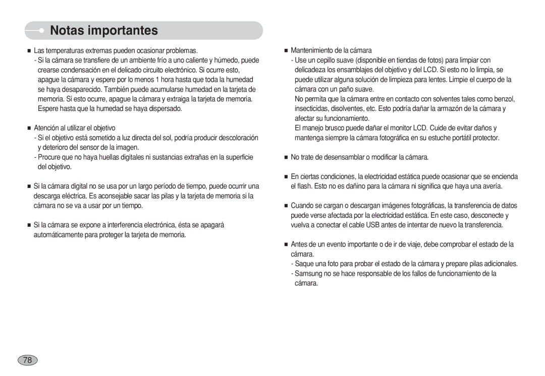 Samsung EC-S750ZSBA/AS, EC-S750ZRBB/E1, EC-S750ZBDA/E3, EC-S730ZBDA/DE Las temperaturas extremas pueden ocasionar problemas 