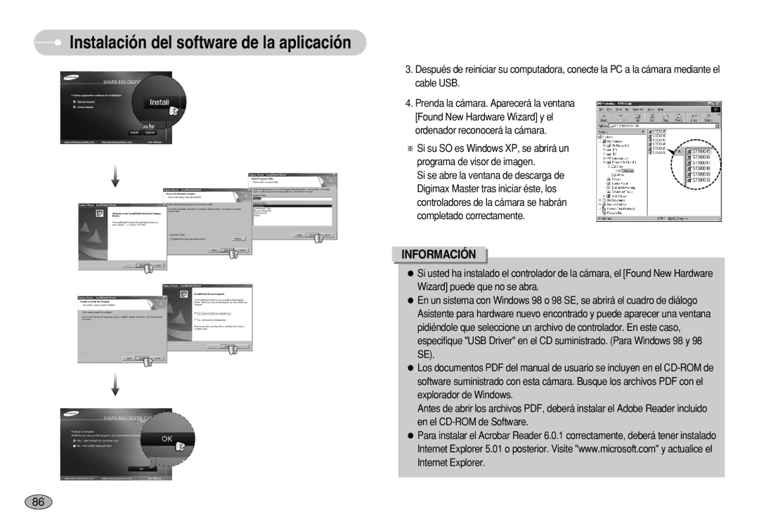 Samsung EC-S750ZRBB/E1, EC-S750ZBDA/E3, EC-S730ZBDA/DE, EC-S630ZRBB/E1 manual Instalación del software de la aplicación 