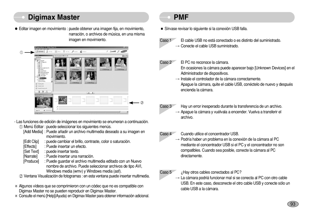 Samsung EC-S630ZBFA/E1, EC-S750ZRBB/E1, EC-S750ZBDA/E3 manual DigimaxFAQ Master, Windows media wmv y Windows media asf 