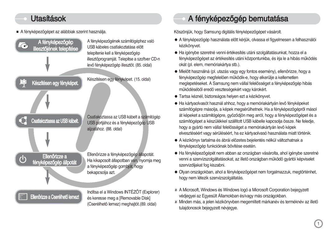 Samsung EC-S730ZBDA/DE, EC-S750ZRBB/E1, EC-S750ZBDA/E3, EC-S630ZSBD/FR, EC-S630ZRBB/FR Utasítások, FényképezŒgép bemutatása 