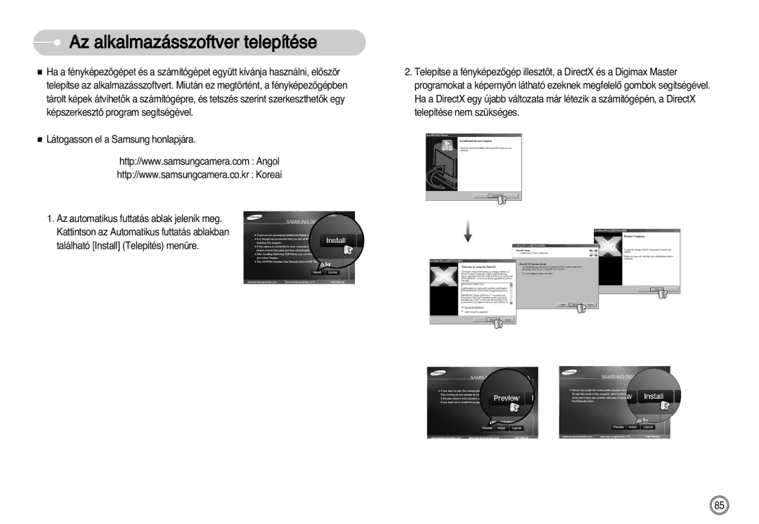 Samsung EC-S750ZBBA/E1, EC-S750ZRBB/E1, EC-S750ZBDA/E3, EC-S730ZBDA/DE, EC-S630ZSBD/FR manual Az alkalmazásszoftver telepítése 