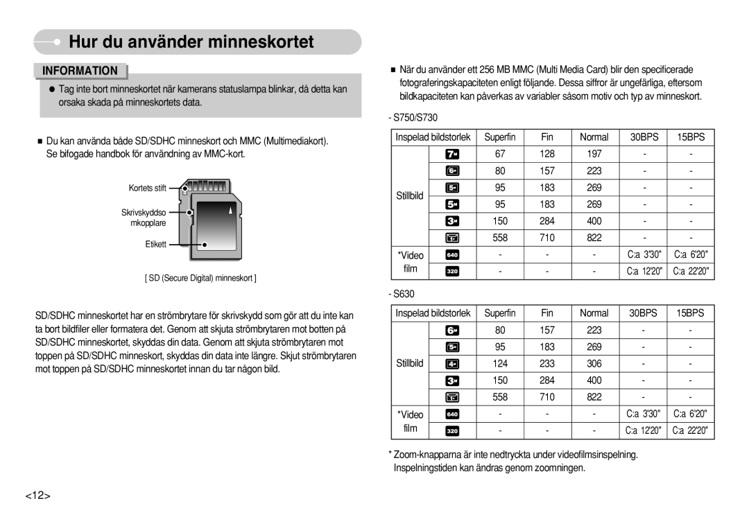 Samsung EC-S630ZBFB/E2, EC-S750ZSBB/E2, EC-S750ZBDA/E3, EC-S750ZBBB/E2, EC-S730ZBDA/DE manual S750/S730, Superfin Fin Normal 