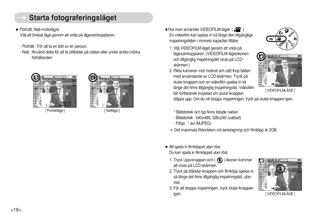 Samsung EC-S630ZRBD/E2 Hur man använder VIDEOFILM-läget, Blir fortfarande inspelad om slutar-knappen, Ikonen kommer, Röst 