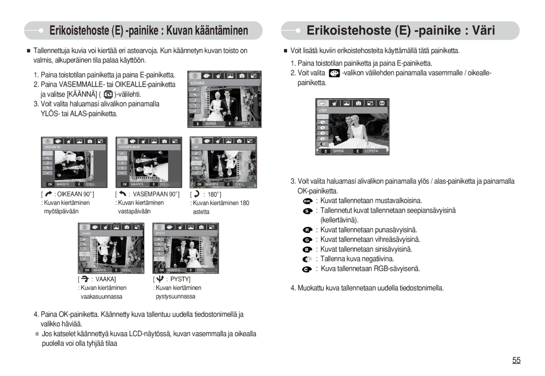 Samsung EC-S630ZBFC/E2, EC-S750ZSBB/E2, EC-S750ZBDA/E3, EC-S750ZBBB/E2 Voit valita, Kellertävinä, Tallenna kuva negatiivina 