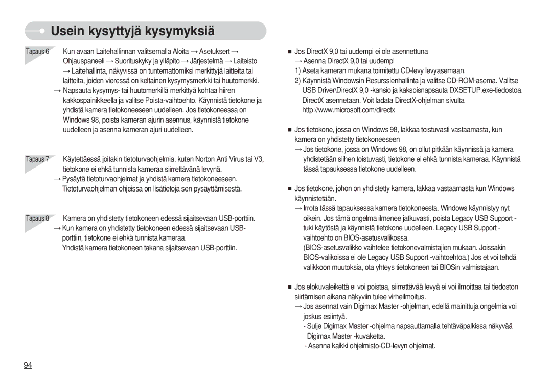 Samsung EC-S730ZPBB/E2, EC-S750ZSBB/E2, EC-S750ZBDA/E3 manual Usein kysyttyjä kysymyksiä, Tapaus, Ohjauspaneeli, Järjestelmä 