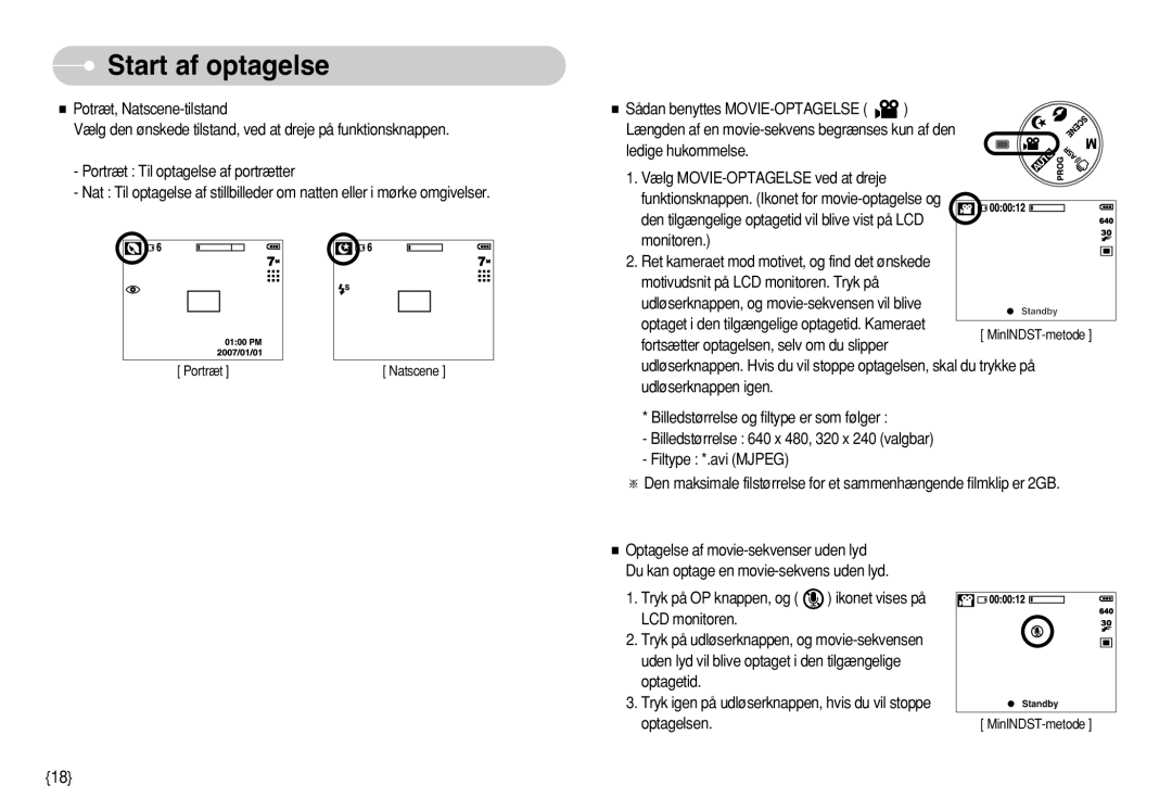 Samsung EC-S630ZRBD/E2 manual Ikonet vises på LCD monitoren, Uden lyd vil blive optaget i den tilgængelige Optagetid 