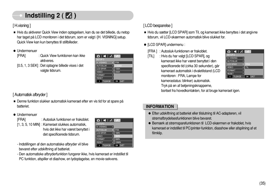 Samsung EC-S750ZBDA/E3, EC-S750ZSBB/E2 manual Undermenuer FRA Quick View funktionen kan ikke aktiveres, Valgte tidsrum 