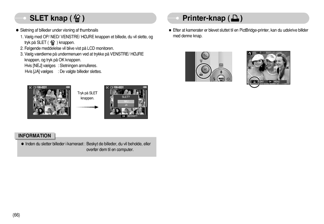 Samsung EC-S730ZBBC/E2, EC-S750ZSBB/E2, EC-S750ZBDA/E3, EC-S750ZBBB/E2, EC-S730ZBDA/DE, EC-S630ZPBB/E2 manual Printer-knap 