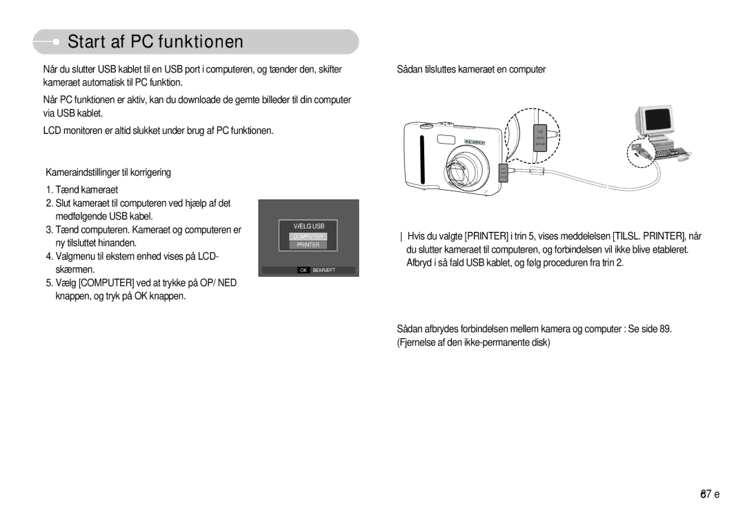 Samsung EC-S730ZSBB/E2, EC-S750ZSBB/E2, EC-S750ZBDA/E3, EC-S750ZBBB/E2, EC-S730ZBDA/DE, EC-S630ZPBB/E2 Start af PC funktionen 