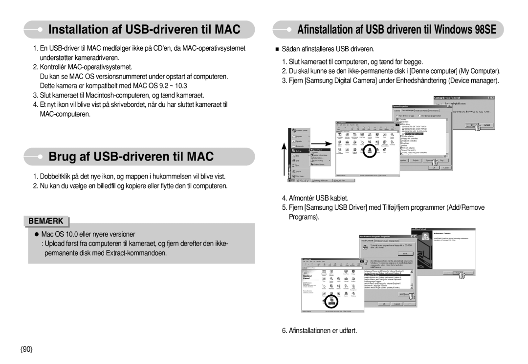 Samsung EC-S630ZBFC/E2, EC-S750ZSBB/E2, EC-S750ZBDA/E3 Installation af USB-driveren til MAC, Brug af USB-driveren til MAC 