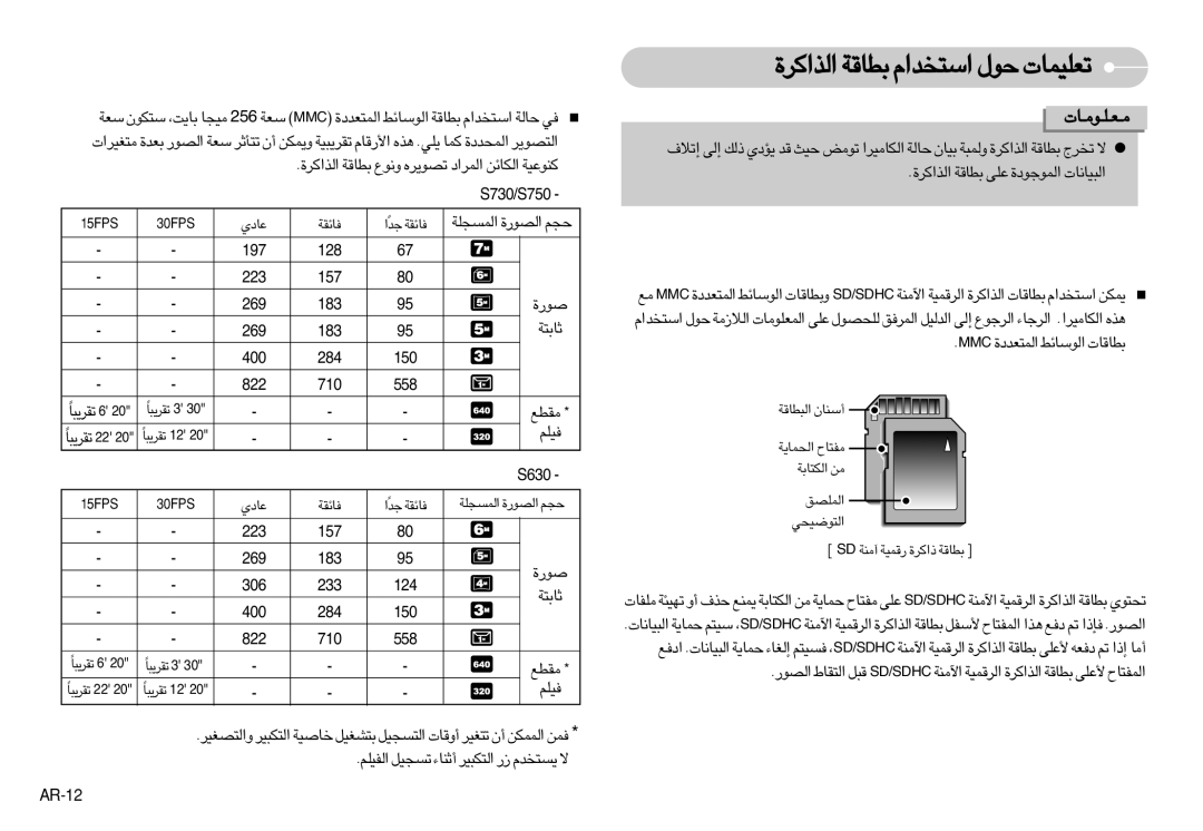 Samsung EC-S630ZBFB/FR, EC-S750ZSBB/E2, EC-S750ZRBB/E1, EC-S750ZBDA/E3, EC-S750ZBBB/E2 …«∞c«Ød Duæw «ß∑ªb«Â u‰ ¢FKOLU‹, AR-12 