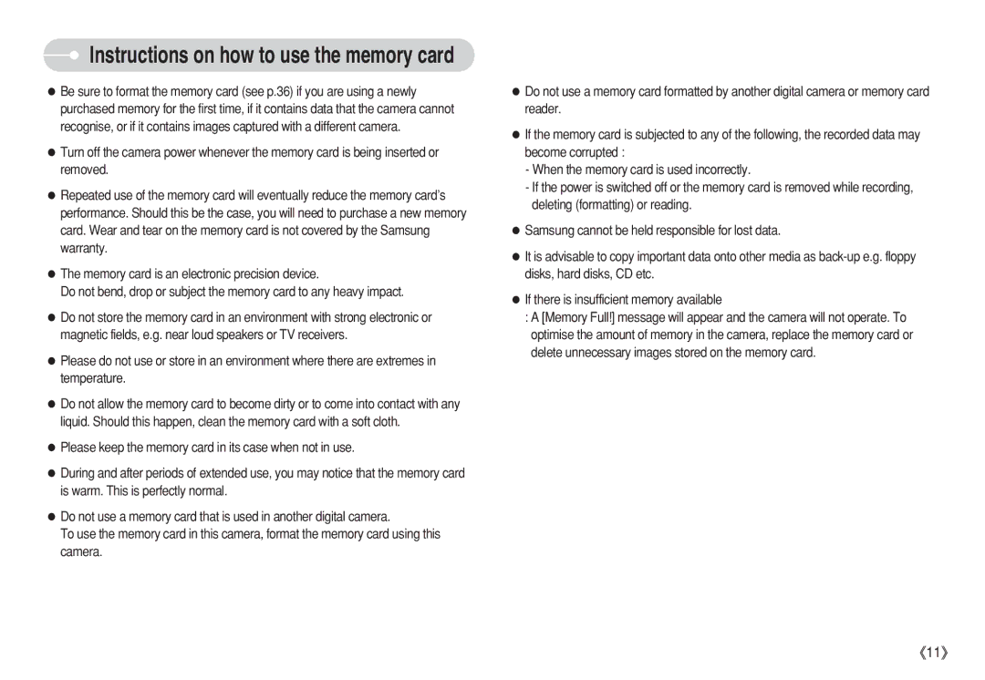 Samsung EC-S630ZEBB/E2, EC-S750ZSBB/E2, EC-S750ZRBB/E1, EC-S750ZBDA/E3, STW-S630S Instructions on how to use the memory card 