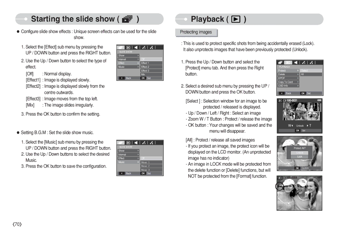 Samsung EC-S630ZSFC/E1, EC-S750ZSBB/E2 manual Playback, Button, Down button and press the OK button, Menu will disappear 